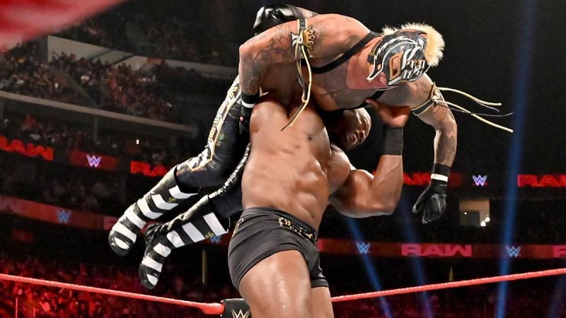 Lashley handily defeated Rey Mysterio but struggled on the mic